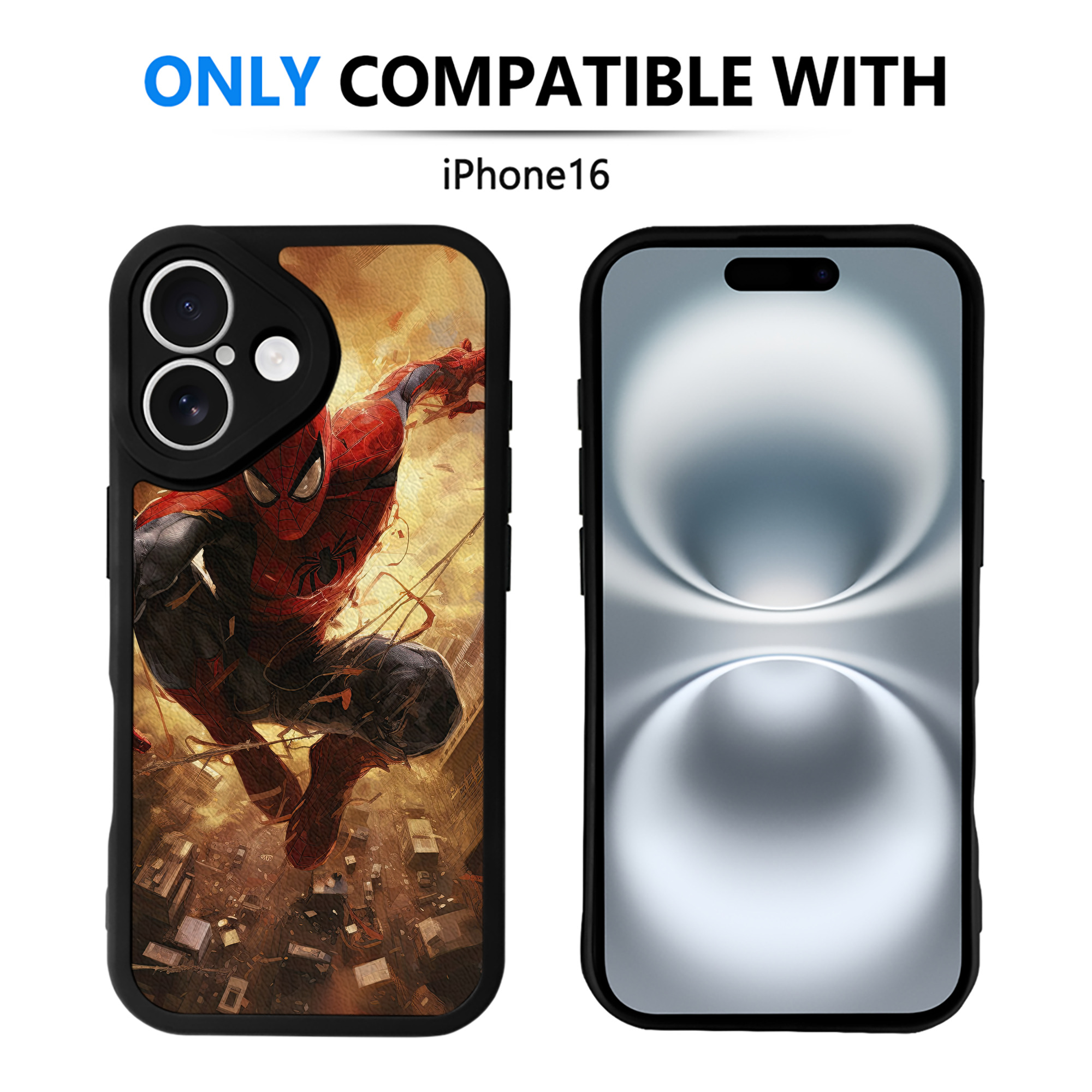 （画像用） Spider Man スパイダーマン 【iPhone 16シリーズ対応】シリコンスマホケース（レザー調） 材質：シリコン